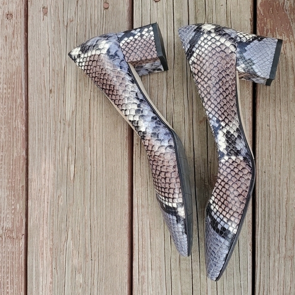 Aquatalia Pasha Pump Snakeskin print Block Heels shoes leather sandals 8 - Picture 6 of 15